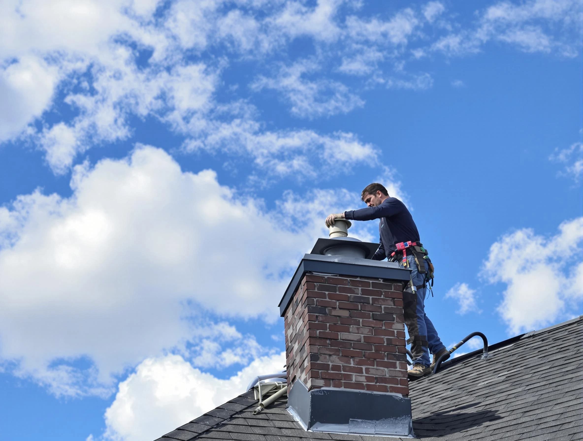 Peachtree City Chimney Sweep installing a sturdy chimney cap in Peachtree City, GA