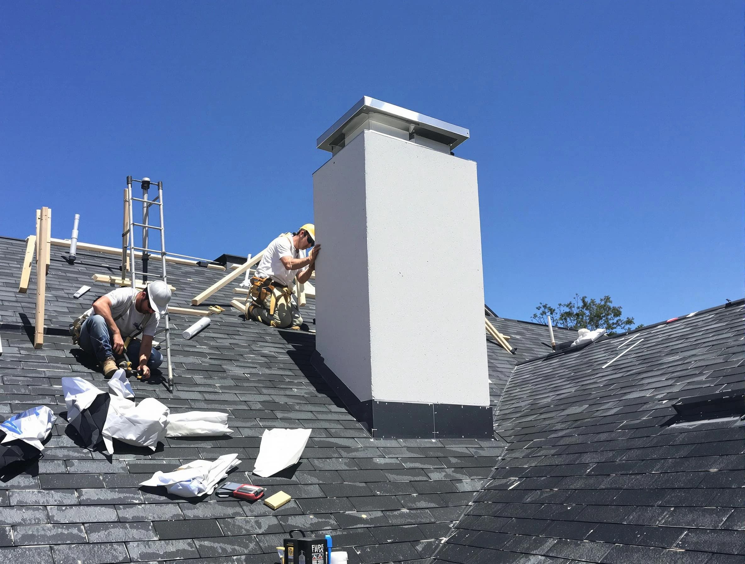 Peachtree City Chimney Sweep crew installing a new chimney in Peachtree City, GA