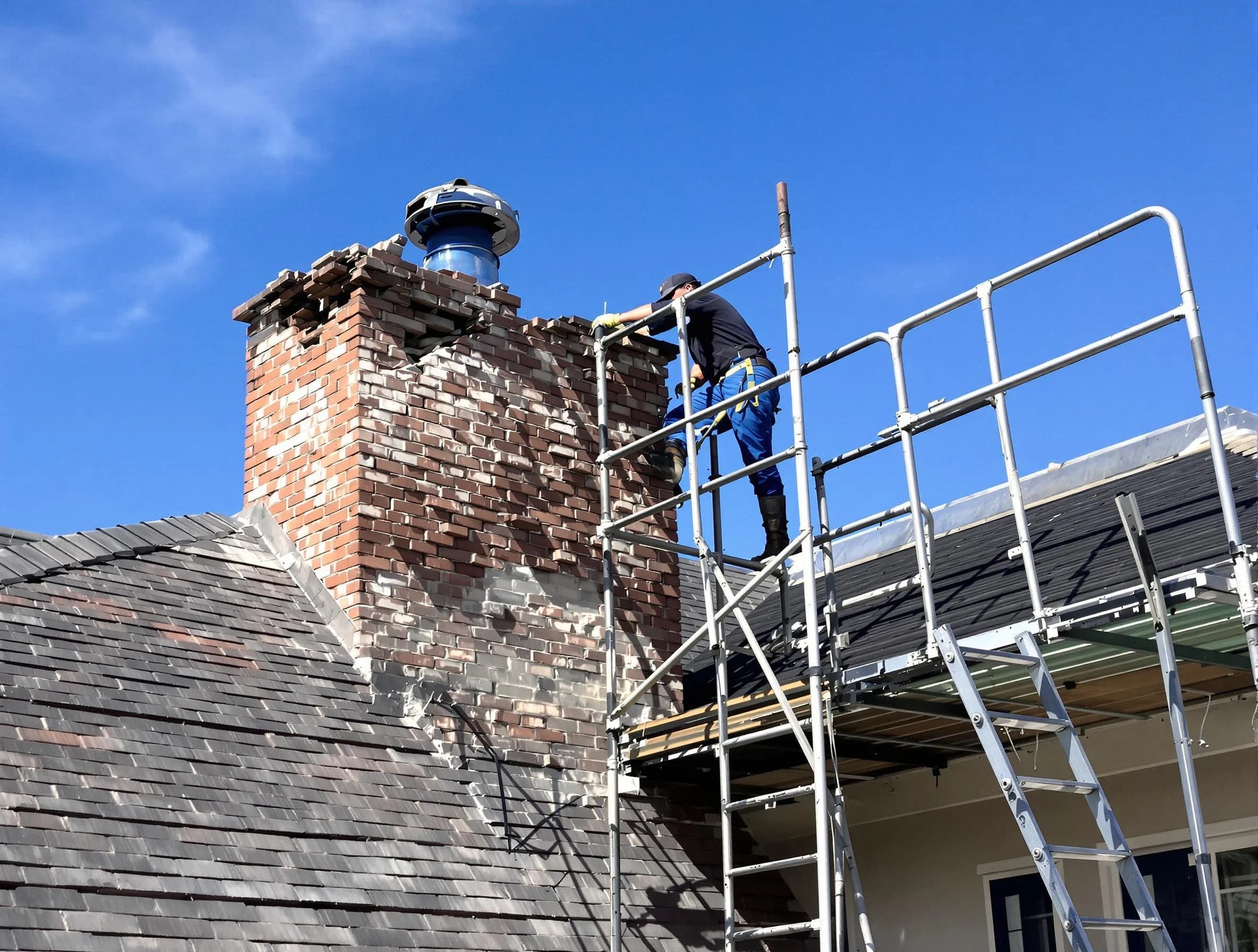 Rebuilding a chimney structure by Peachtree City Chimney Sweep in Peachtree City, GA