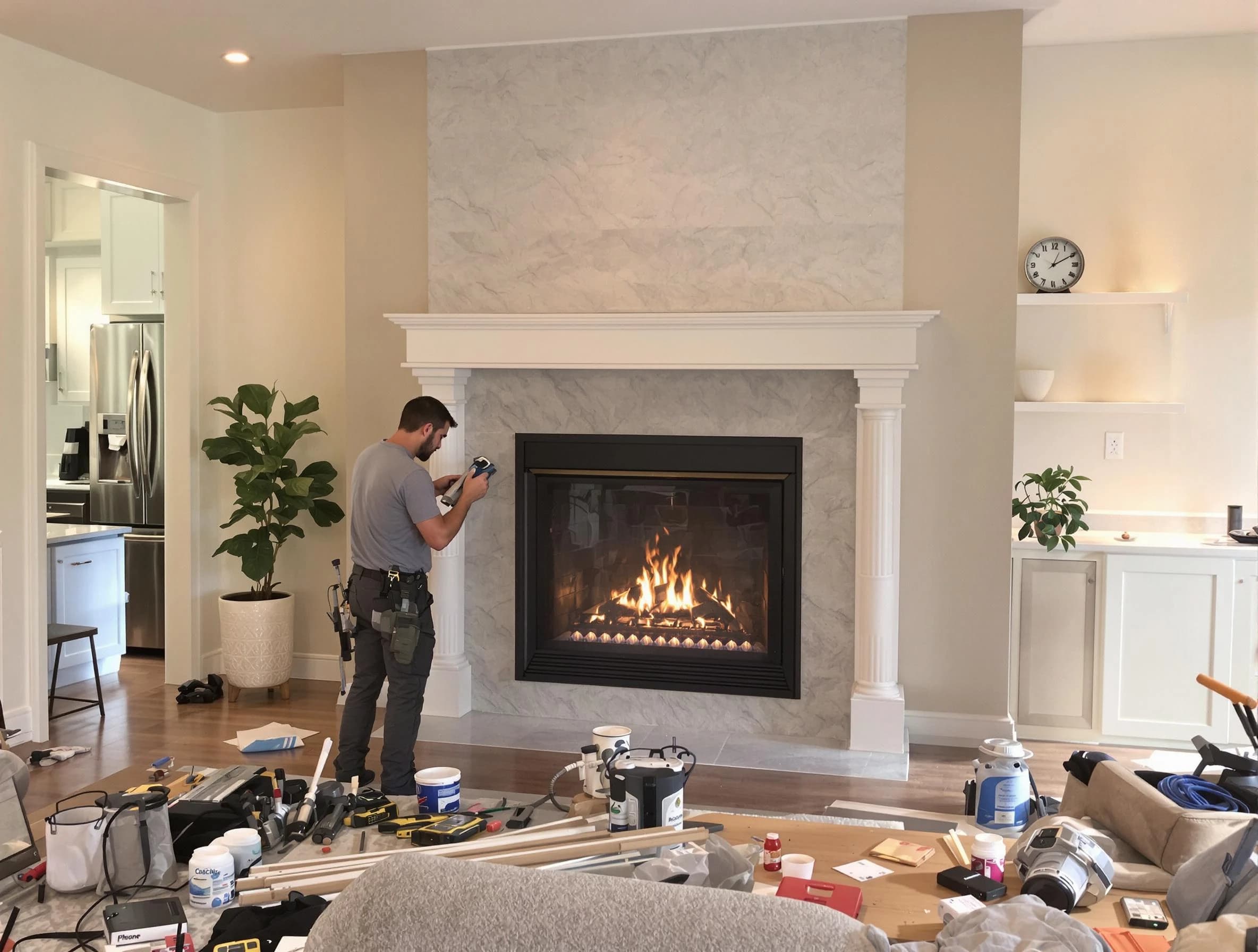 Newly installed fireplace by Peachtree City Chimney Sweep in Peachtree City, GA