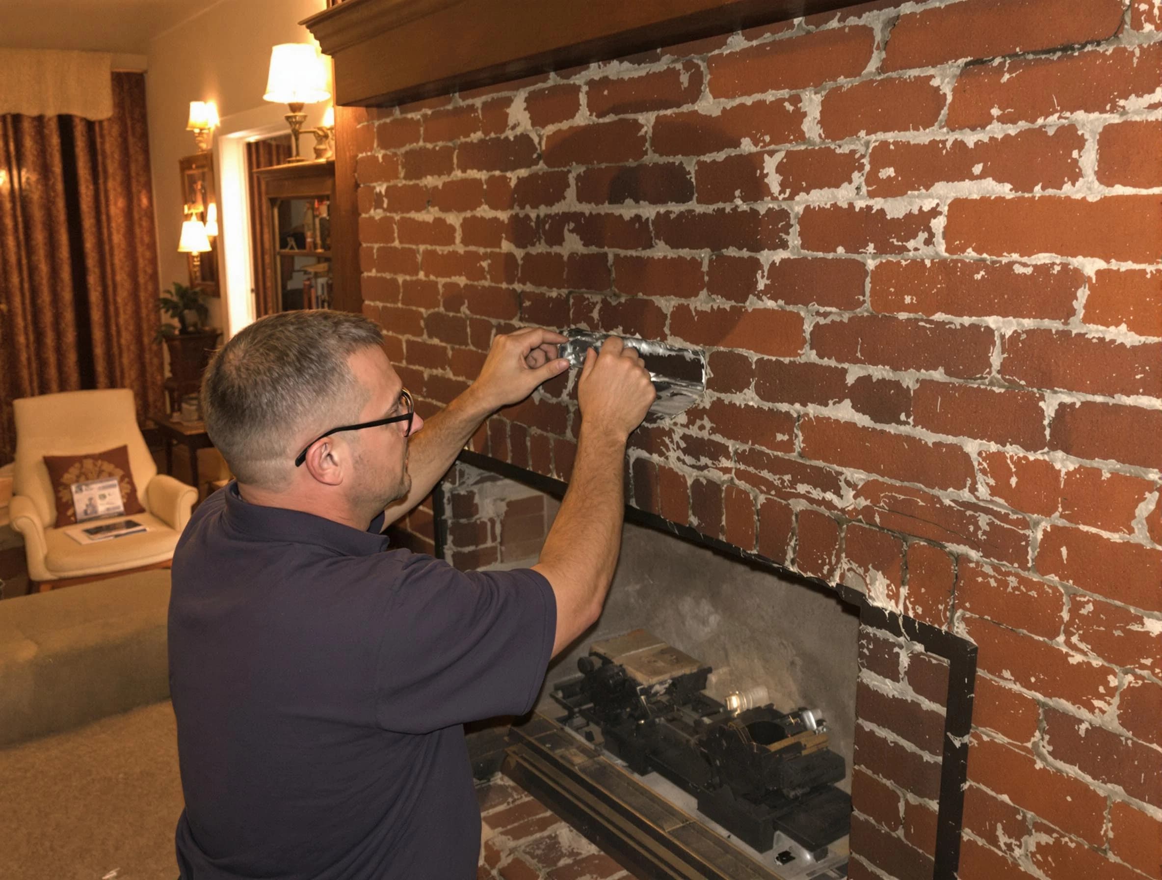 Peachtree City Chimney Sweep expert fixing a fireplace in Peachtree City, GA