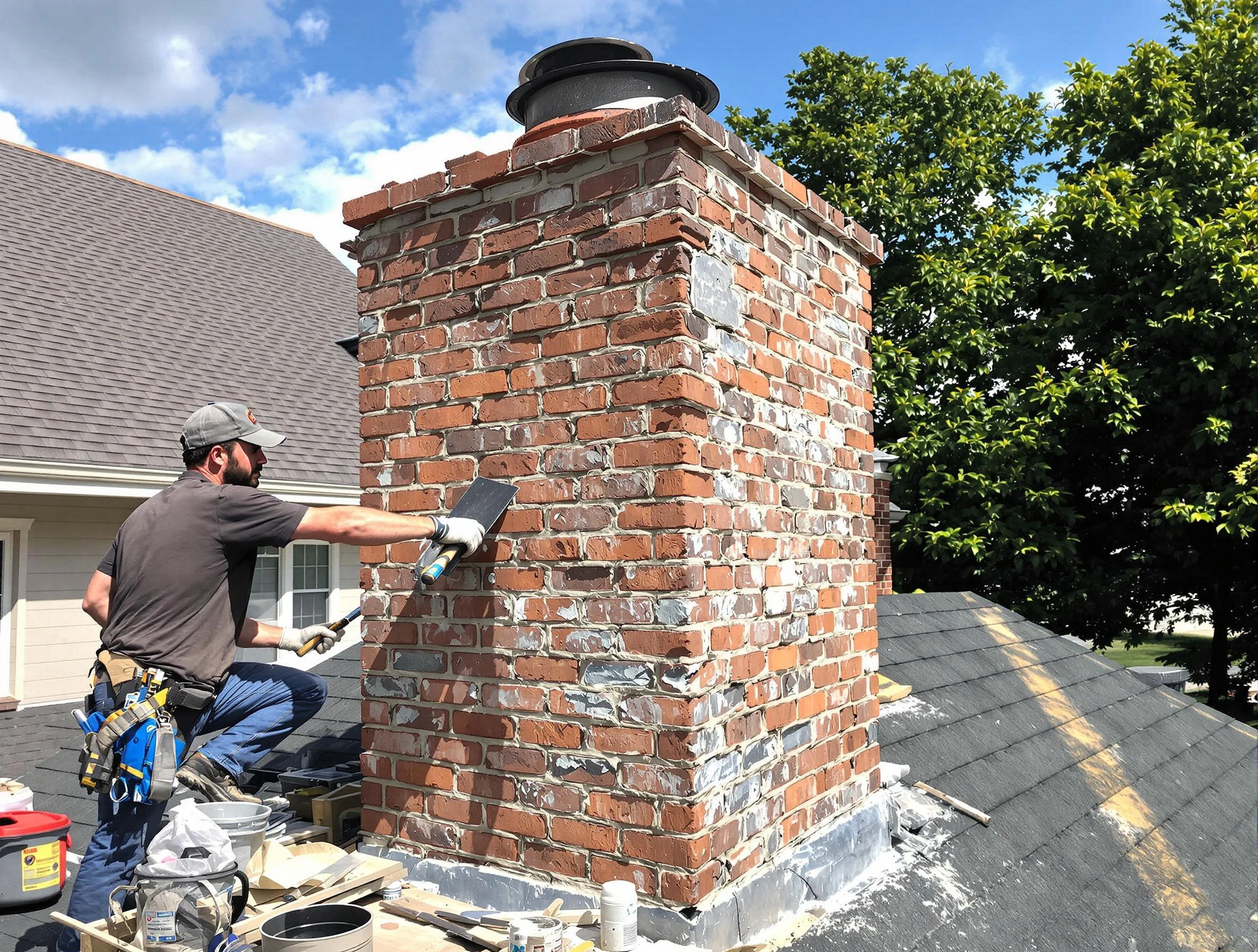 Completed chimney rebuild by Peachtree City Chimney Sweep in Peachtree City, GA