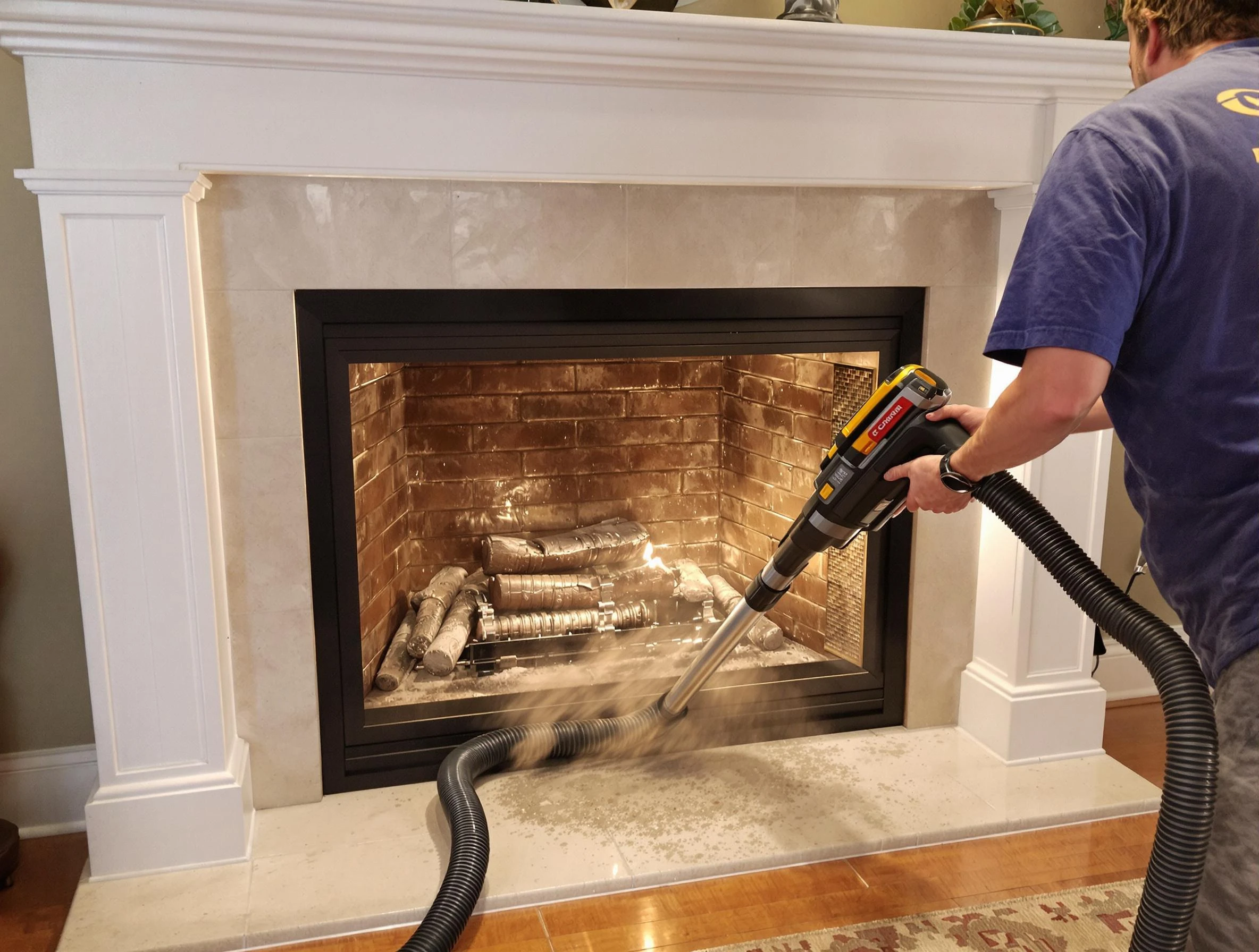 Fireplace cleaning performed by Peachtree City Chimney Sweep in Peachtree City, GA