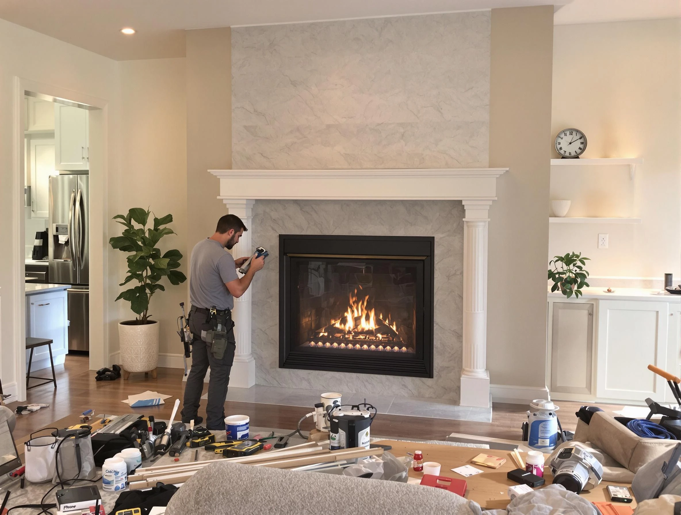 Newly installed fireplace by Peachtree City Chimney Sweep in Peachtree City, GA