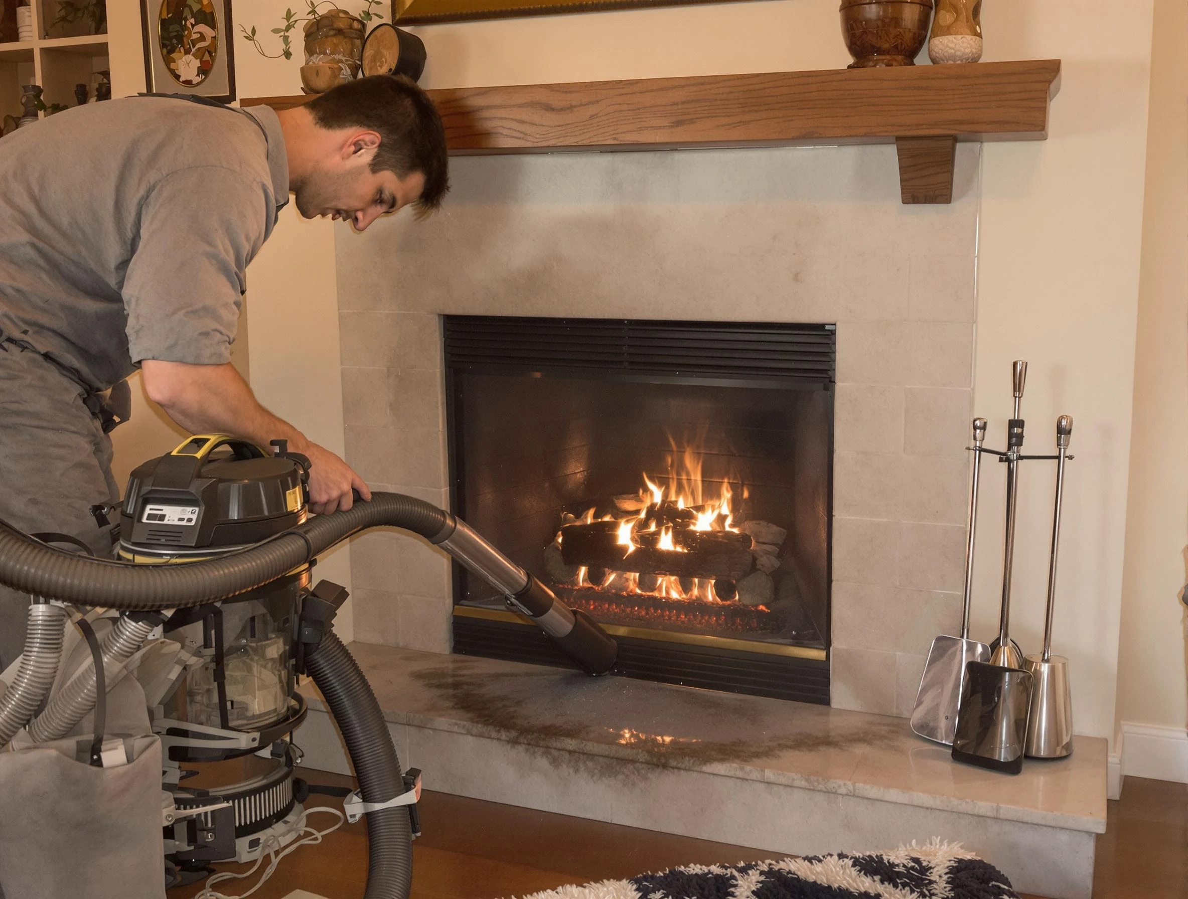 Routine fireplace upkeep by Peachtree City Chimney Sweep in Peachtree City, GA